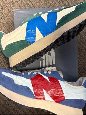 New Balance 327 Forest Green Serene Blue Vintage Worn